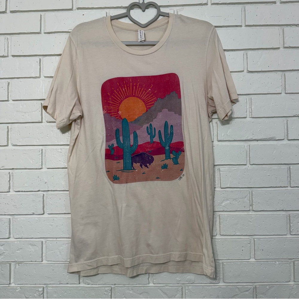 Bella Canvas Desert Cactus Graphic T-Shirt Buffalo Sunset Large